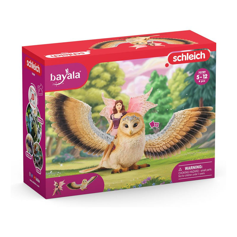SCHLEICH Bayala Fairy in Flight on Glam-Owl Toy Figure, 5 to 12 Years, Multi-colour