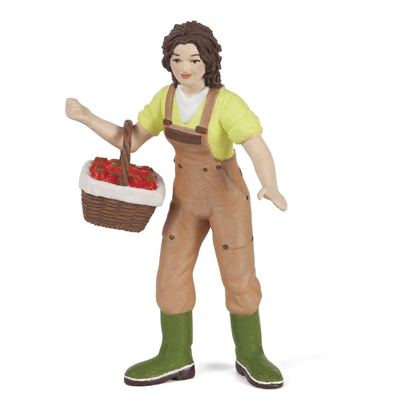 PAPO Farmyard Friends Woman Farmer with Basket Toy Figure, 3 Years or Above, Multi-colour