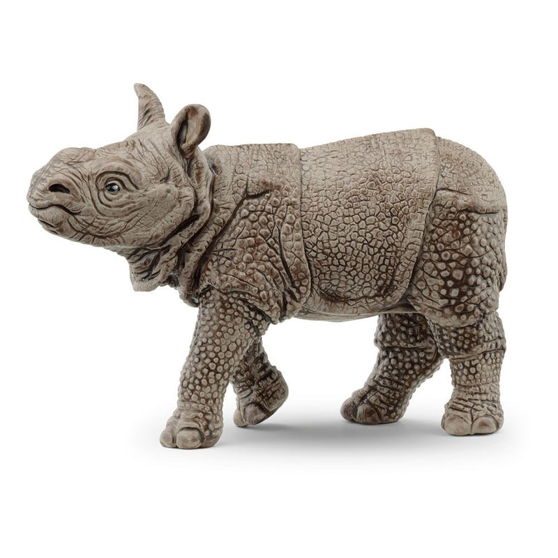 SCHLEICH Wild Life Indian Rhinoceros Baby Toy Figure, 3 to 8 Years, Grey