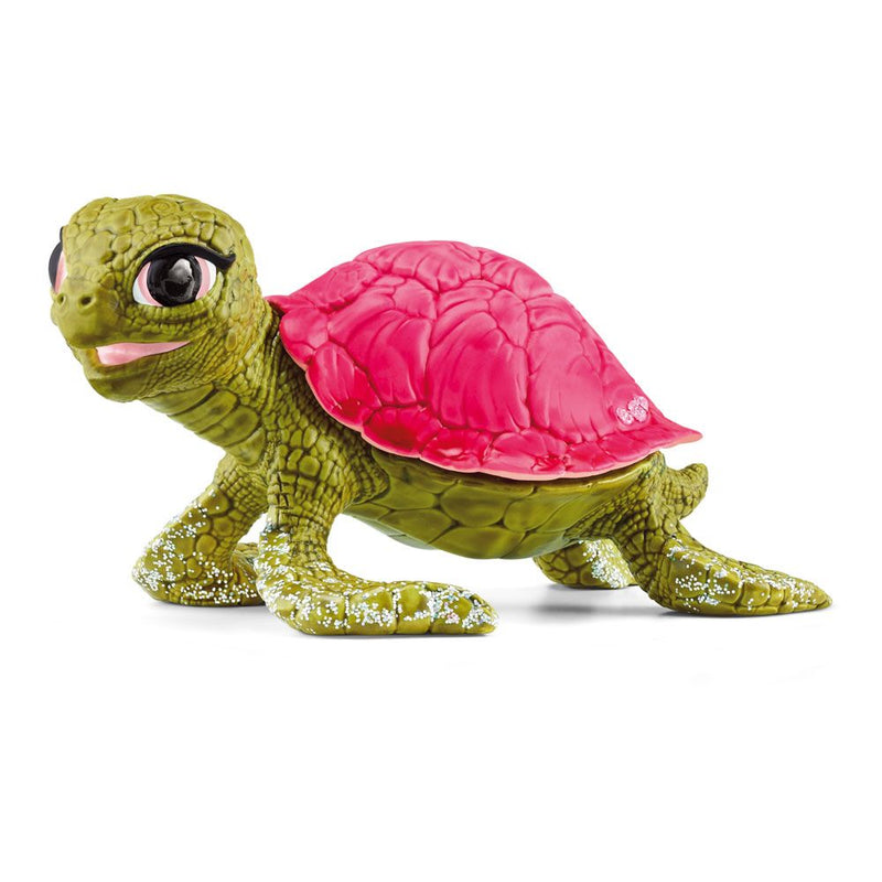 SCHLEICH Bayala Pink Sapphire Turtle Toy Figure, 5 to 12 Years, Green/Pink
