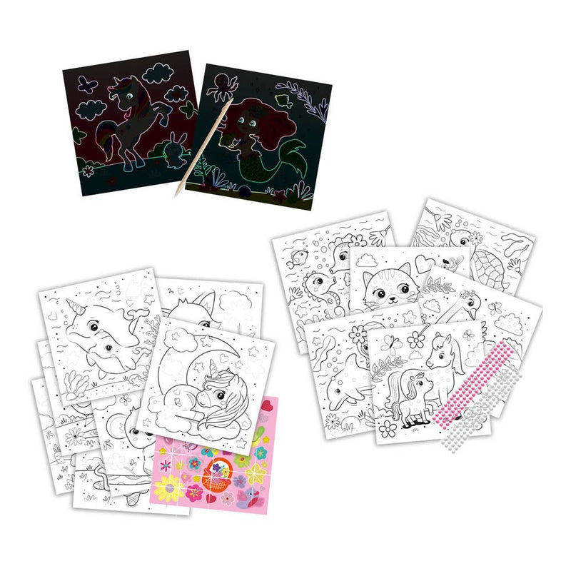SES CREATIVE 3-in-1 Activity Glitter Colouring Book, Three Years and Above
