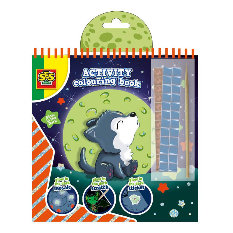SES CREATIVE 3-in-1 Activity Glow-in-the-Dark Colouring Book, Three Years and Above