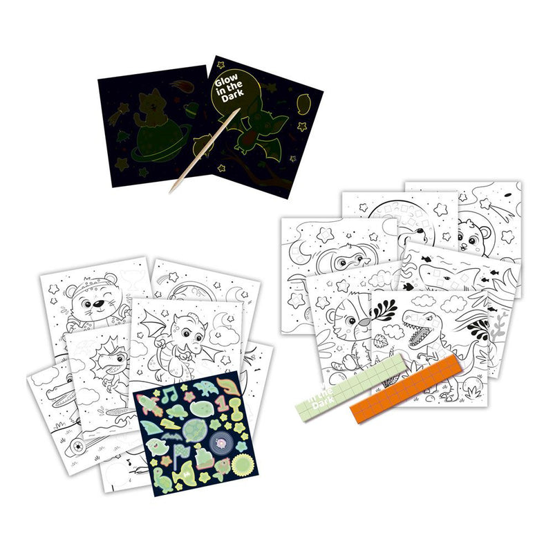 SES CREATIVE 3-in-1 Activity Glow-in-the-Dark Colouring Book, Three Years and Above
