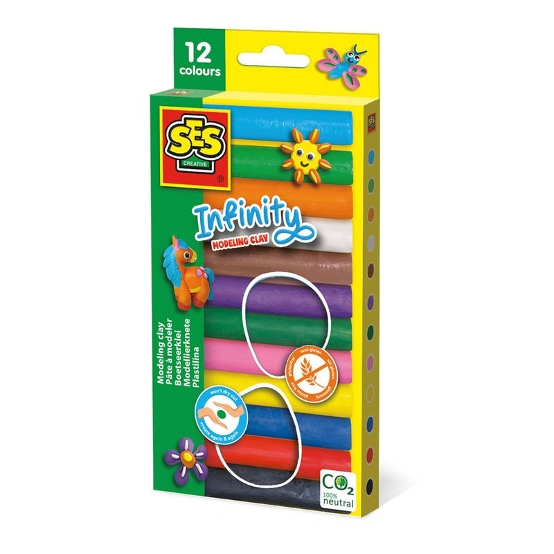 SES CREATIVE Infinity Modelling Clay, 12 Pack Set, Three Years and Above