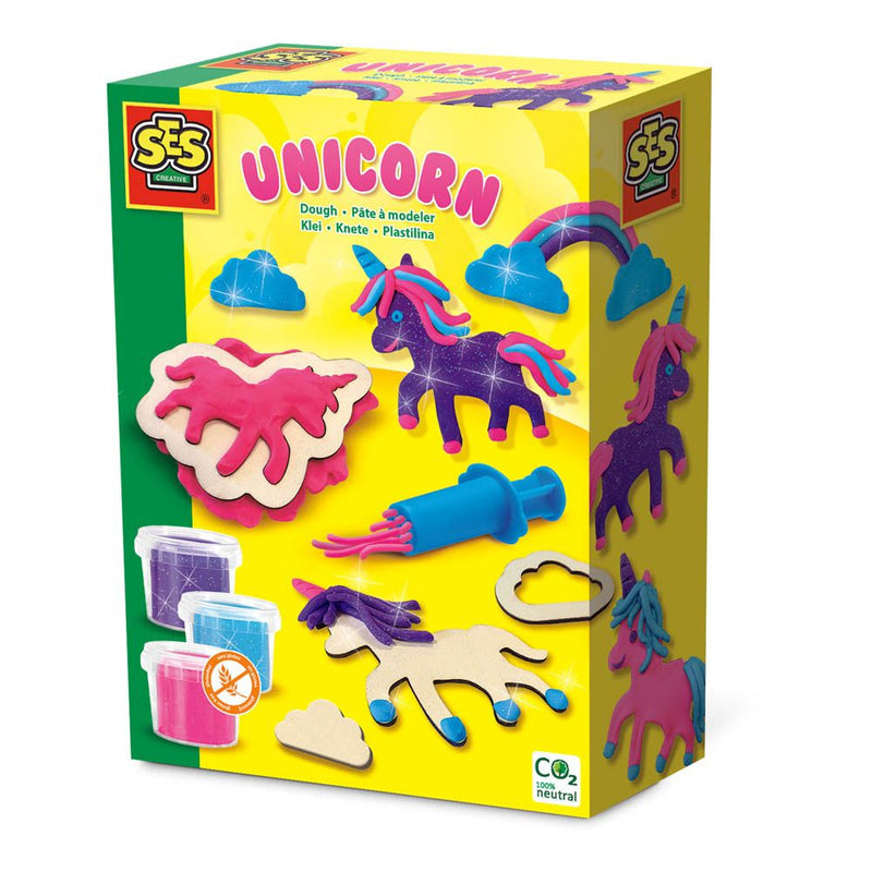 SES CREATIVE Unicorns Neon Glitter Modelling Dough Set, Three Years and Above