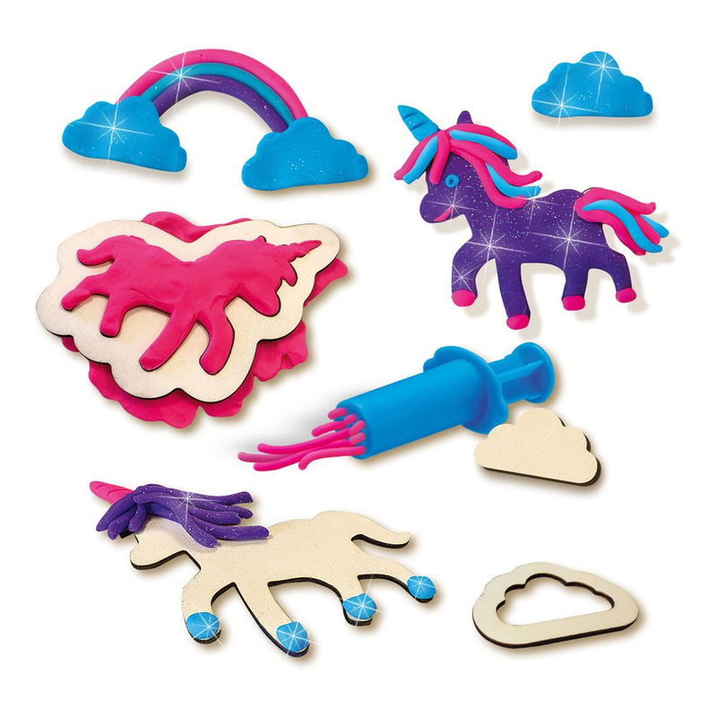 SES CREATIVE Unicorns Neon Glitter Modelling Dough Set, Three Years and Above