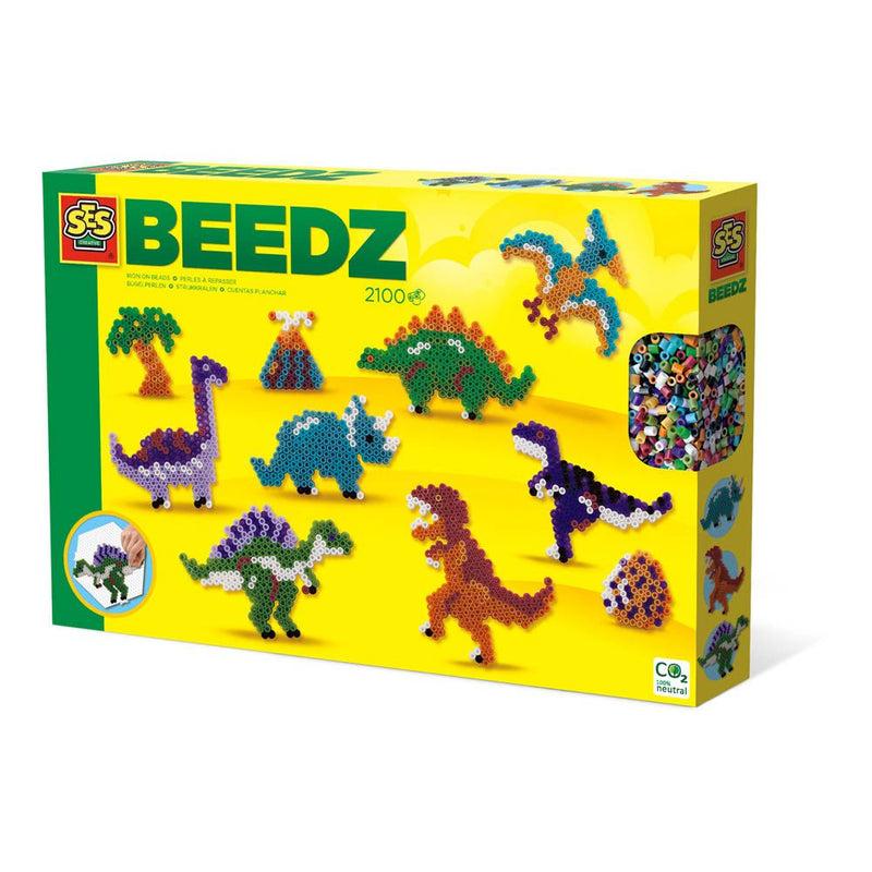 SES CREATIVE Beedz Dino World 2100 Iron-on Beads Mosaic Art Kit, Five Years and Above