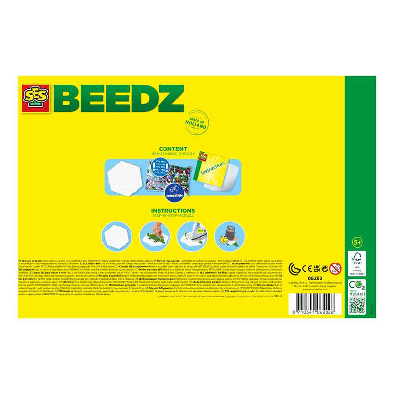 SES CREATIVE Beedz Dino World 2100 Iron-on Beads Mosaic Art Kit, Five Years and Above