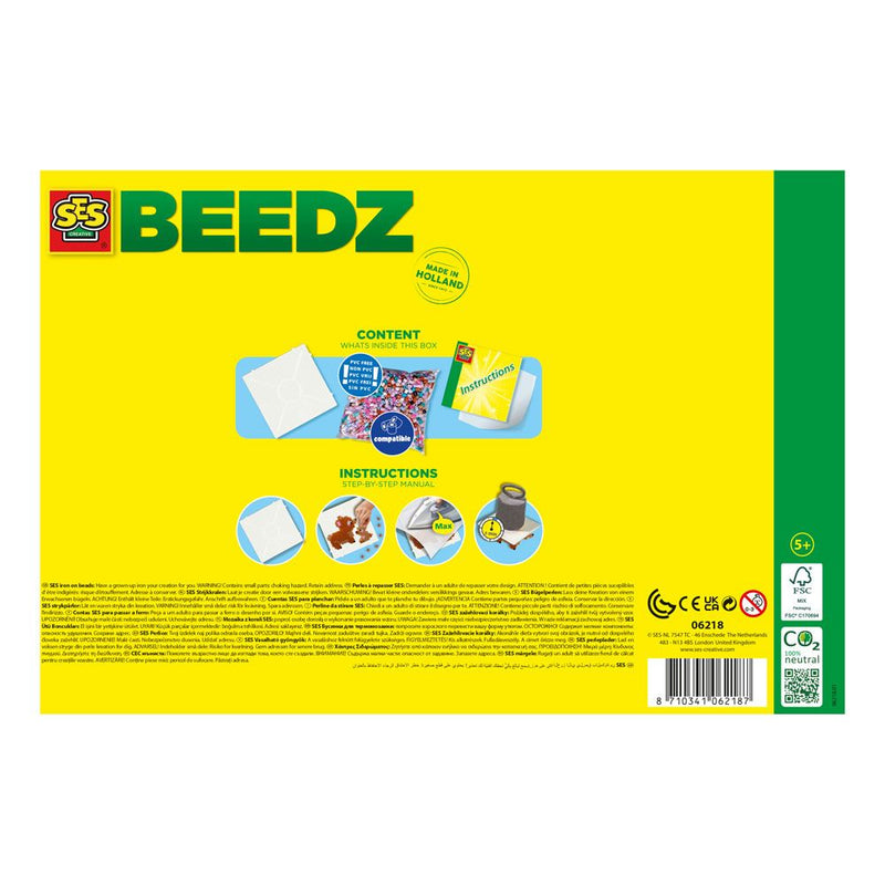 SES CREATIVE Beedz Cute Family Animals 1800 Iron-on Beads Mosaic Art Kit, Five Years and Above