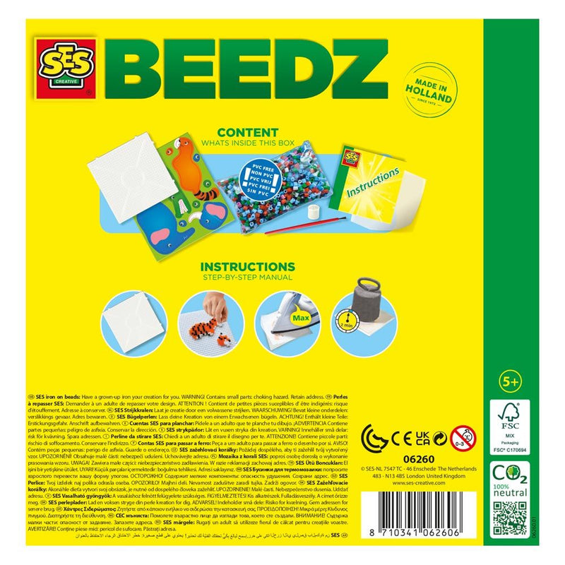 SES CREATIVE Beedz Safari Animals 2000 Iron-on Beads Mosaic Art Kit, Five Years and Above