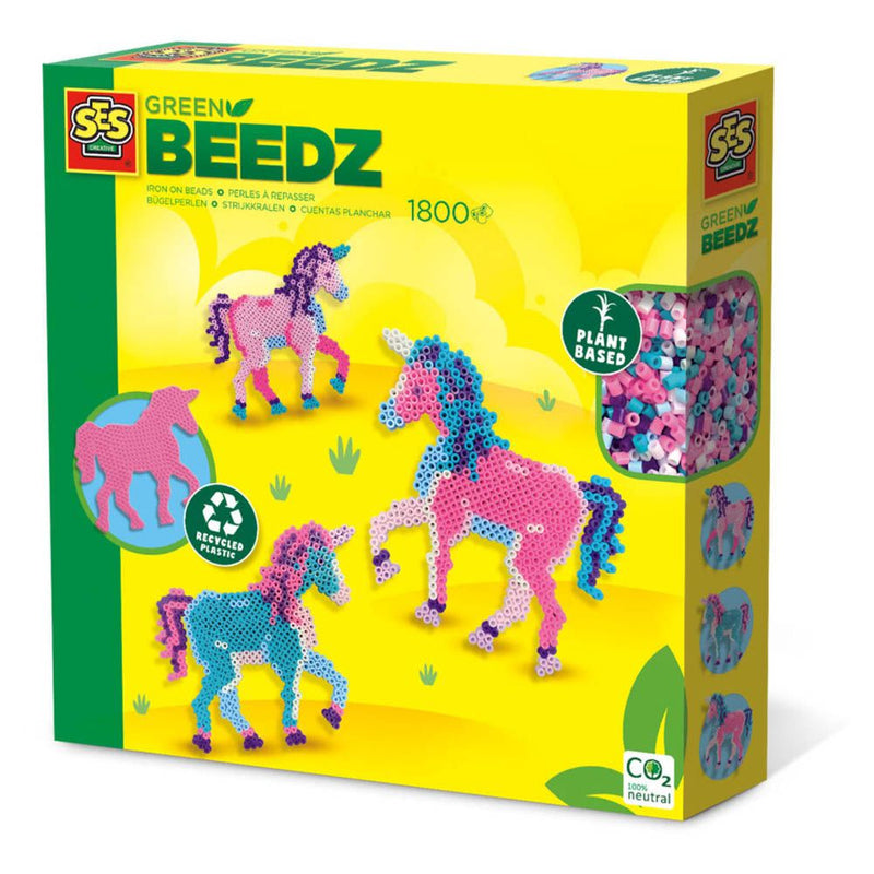 SES CREATIVE Beedz Unicorn Green 1800 Iron-on Beads Mosaic Art Kit, Five Years and Above