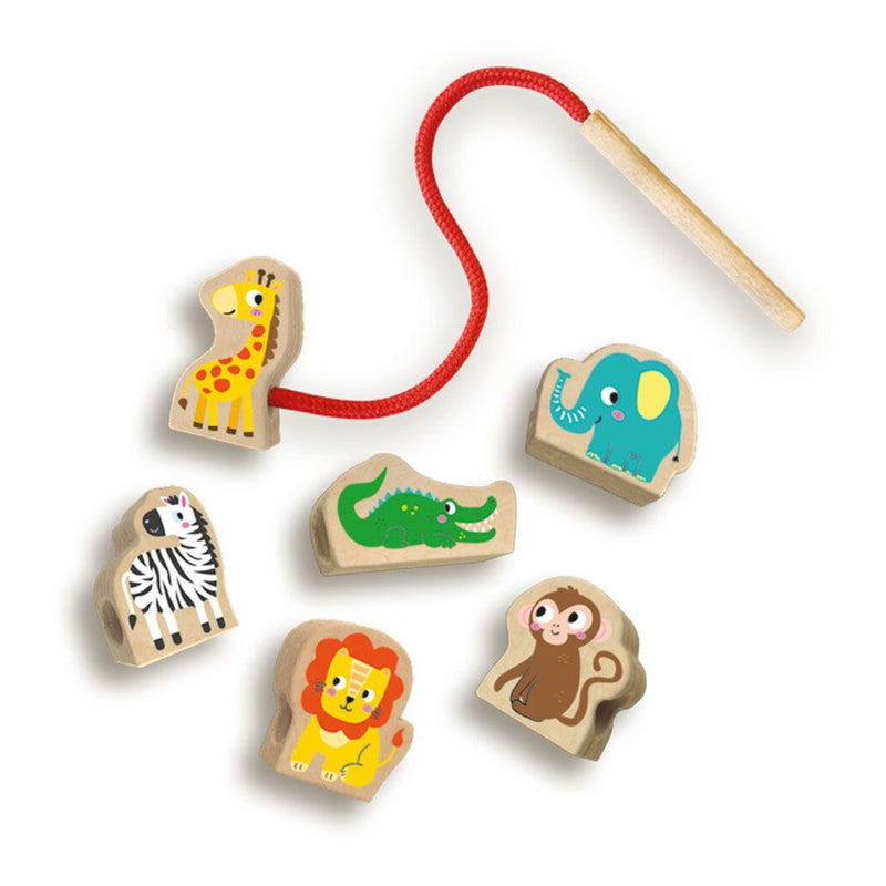 SES CREATIVE Tiny Talents Animals Wooden Lacing Beads, 12 Months and Above