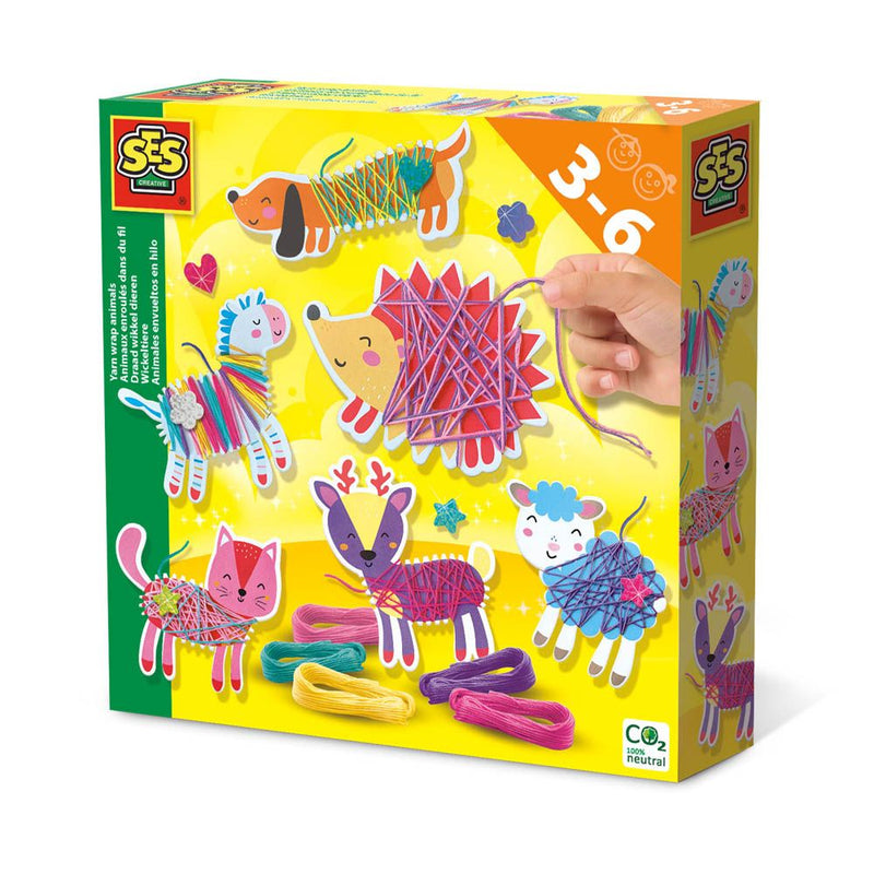 SES CREATIVE Yarn Wrap Animals Craft Kit, 3 to 6 Years