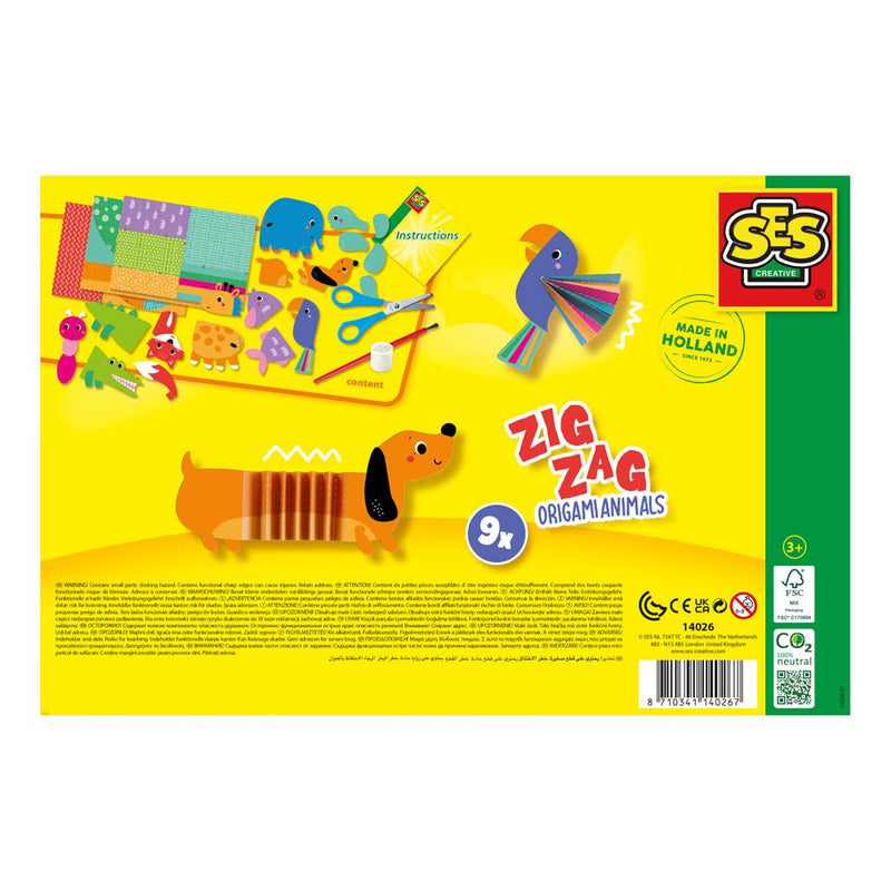 SES CREATIVE Zig Zag Origami Animals Kit, 3 to 6 Years