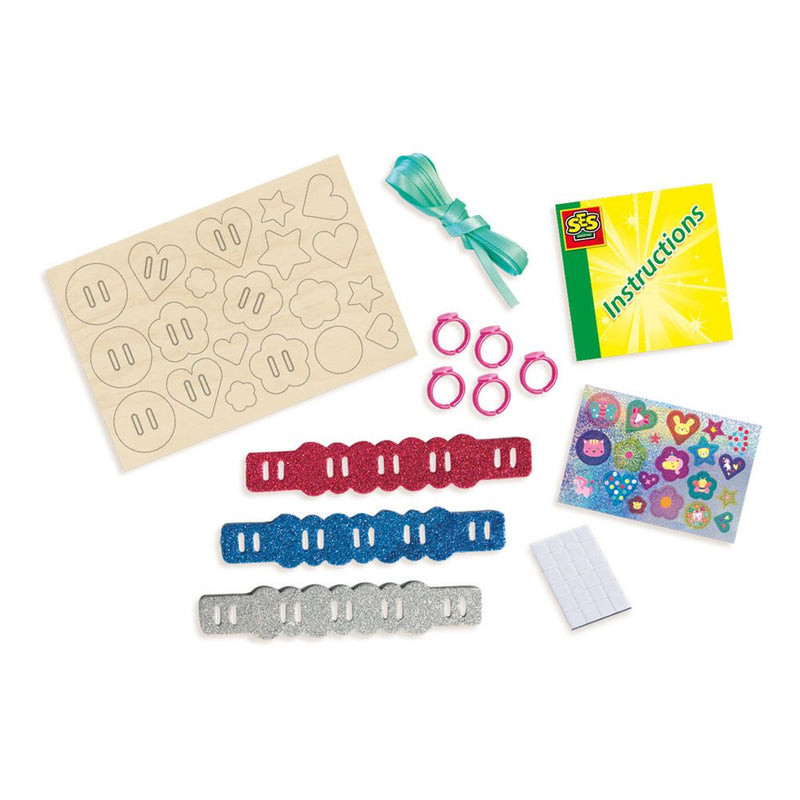 SES CREATIVE Easy Rings and Glitter Bracelets Jewellery Making Set, 3 to 6 Years