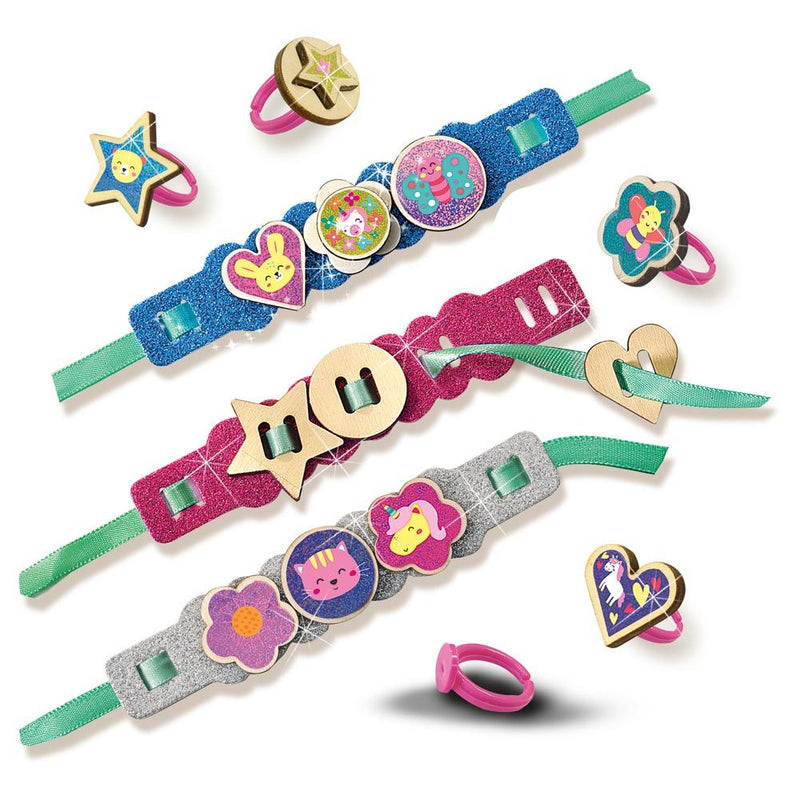 SES CREATIVE Easy Rings and Glitter Bracelets Jewellery Making Set, 3 to 6 Years