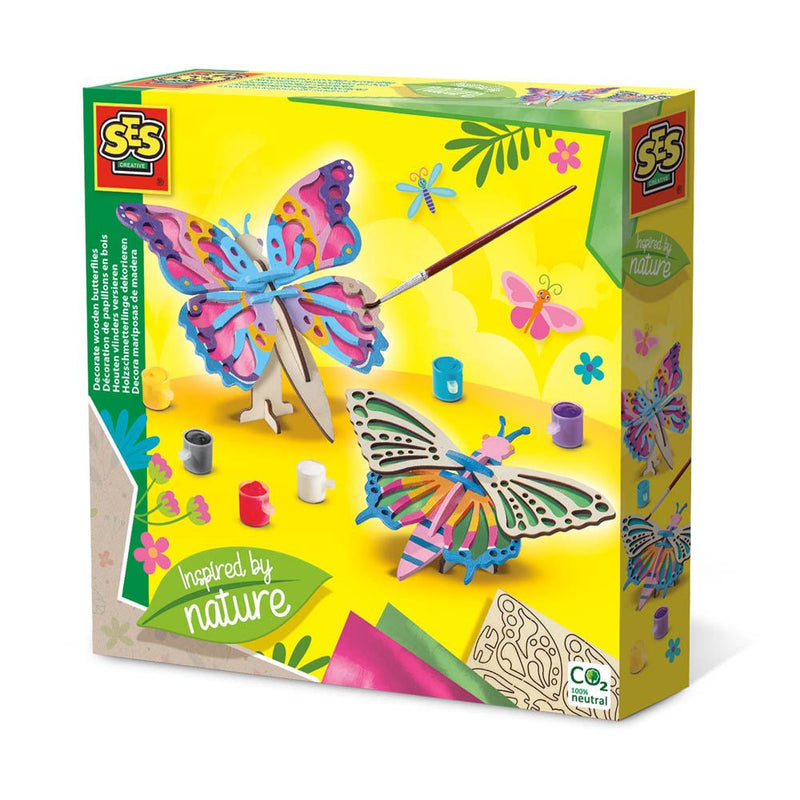 SES CREATIVE Inspired by Nature Decorate Wooden Butterflies Painting Set, Five Years and Above