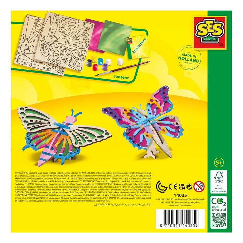 SES CREATIVE Inspired by Nature Decorate Wooden Butterflies Painting Set, Five Years and Above
