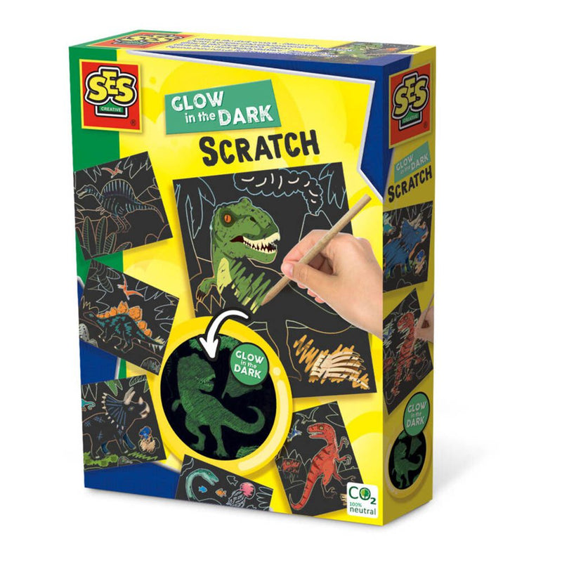 SES CREATIVE Dinosaurs Glow-in-the-Dark Scratch Card, Three Years and Above