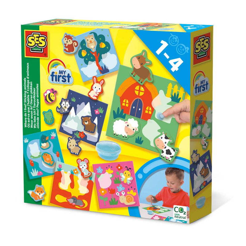 SES CREATIVE My First Where Do I Live? Sticking Animals, 1 to 4 Years
