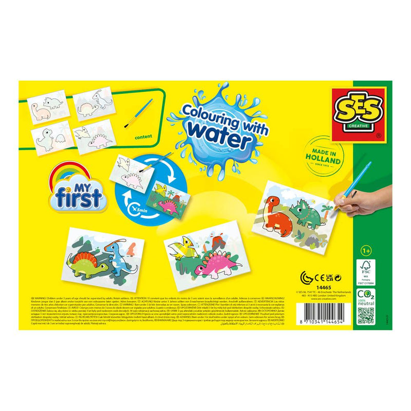 SES CREATIVE Dinos Colouring with Water Painting Set, 1 to 4 Years