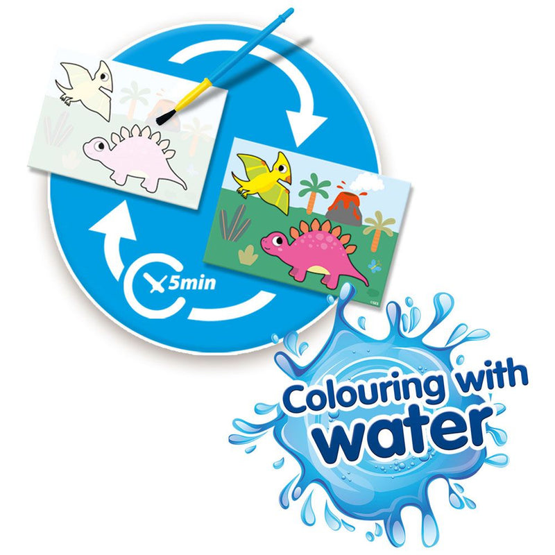 SES CREATIVE Dinos Colouring with Water Painting Set, 1 to 4 Years