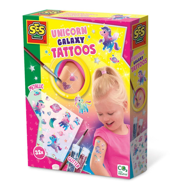SES CREATIVE Unicorn Galaxy Temporary Tattoo Set, Five Years and Above