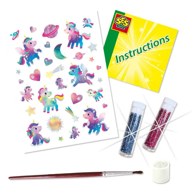 SES CREATIVE Unicorn Galaxy Temporary Tattoo Set, Five Years and Above