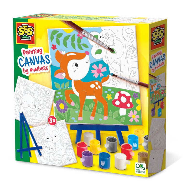 SES CREATIVE Forest Animals Canvas Painting By Numbers Set, Six Years and Above