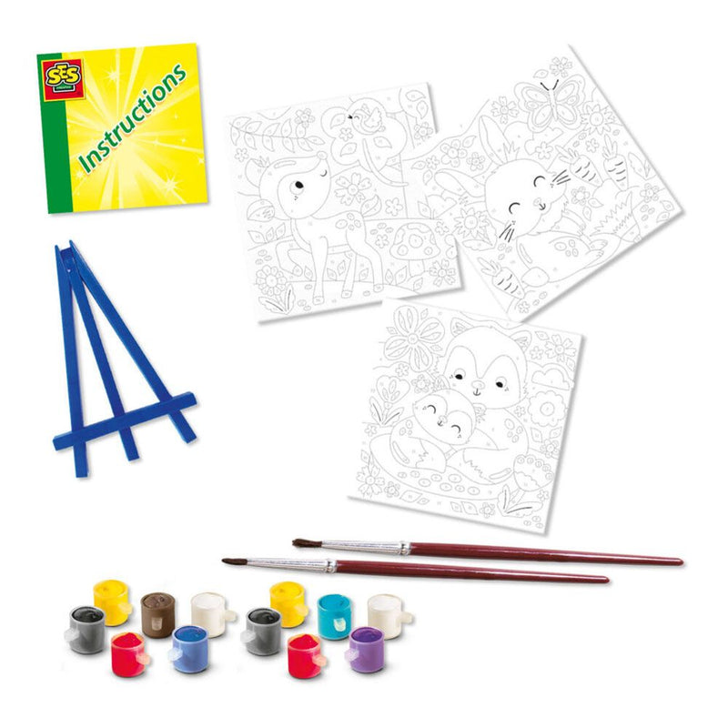 SES CREATIVE Forest Animals Canvas Painting By Numbers Set, Six Years and Above
