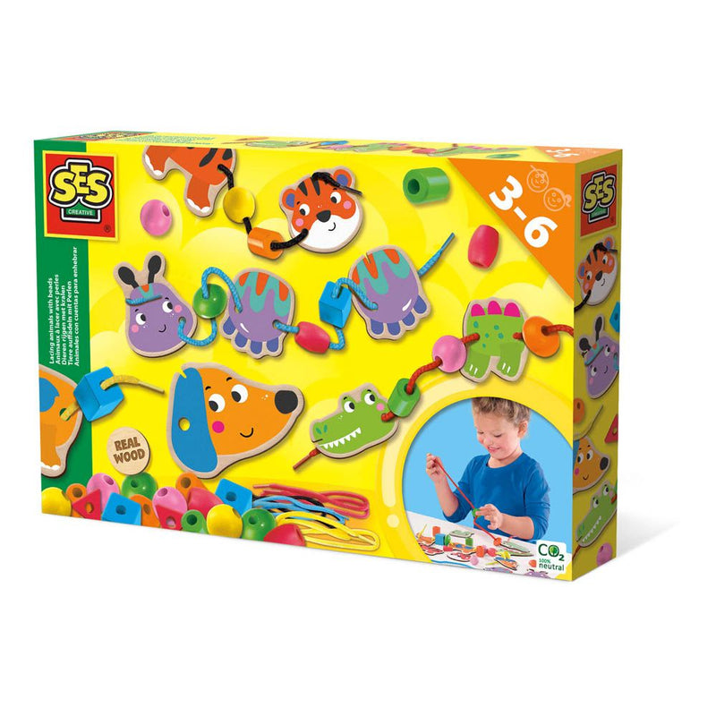 SES CREATIVE Lacing Animals Bead Set, 3 to 6 Years