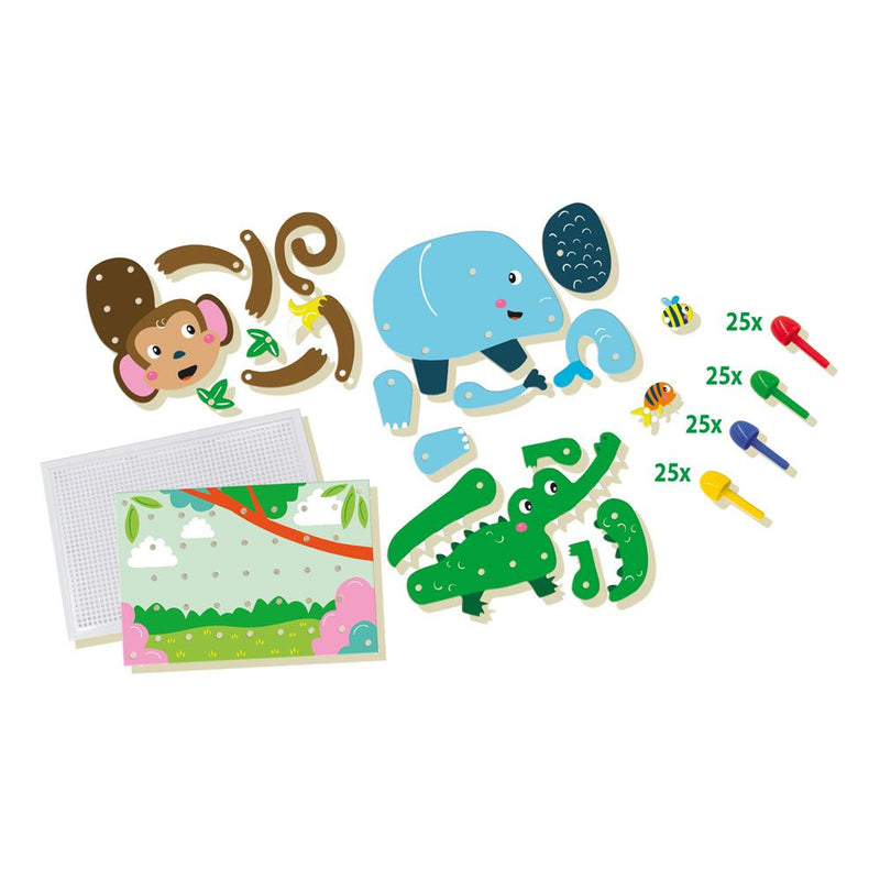 SES CREATIVE Animal Puzzles Mosaic Pegboard Mosaic Art Kit, 3 to 6 Years
