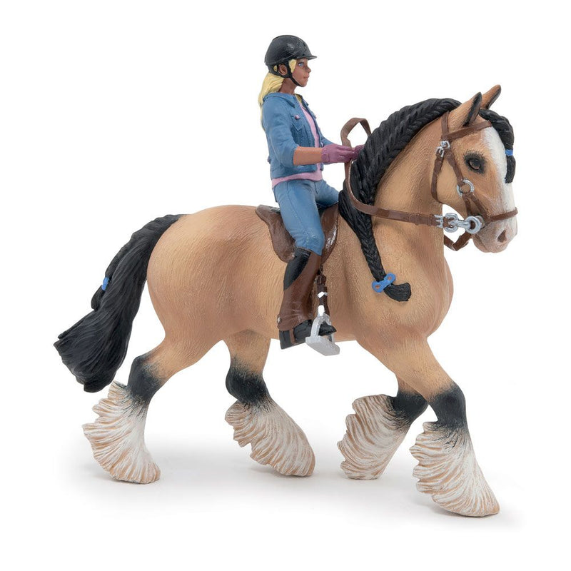 PAPO Horse and Ponies Tinker and her Young Rider Toy Figure Set, Three Years and Above, Beige/Black