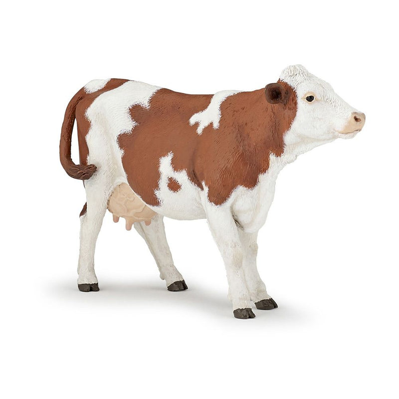 PAPO Farmyard Friends Montbeliarde Cow Toy Figure, 3 Years or Above, Brown/White