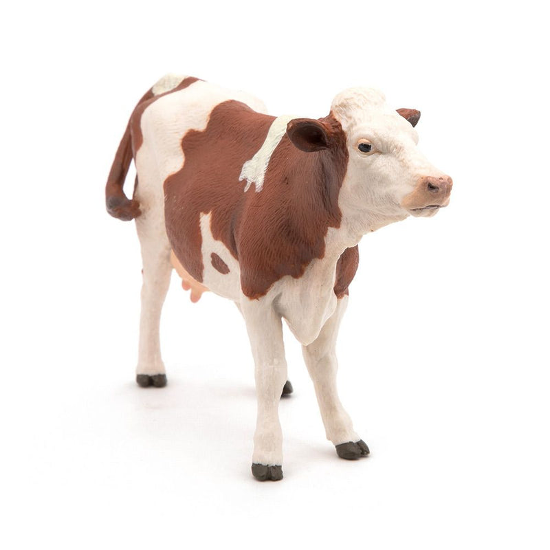 PAPO Farmyard Friends Montbeliarde Cow Toy Figure, 3 Years or Above, Brown/White