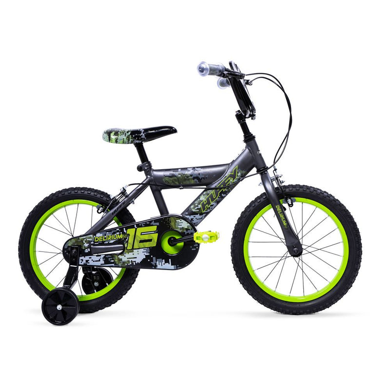 HUFFY Delirium Matte Storm 16-inch Children's Bike, Black/Green