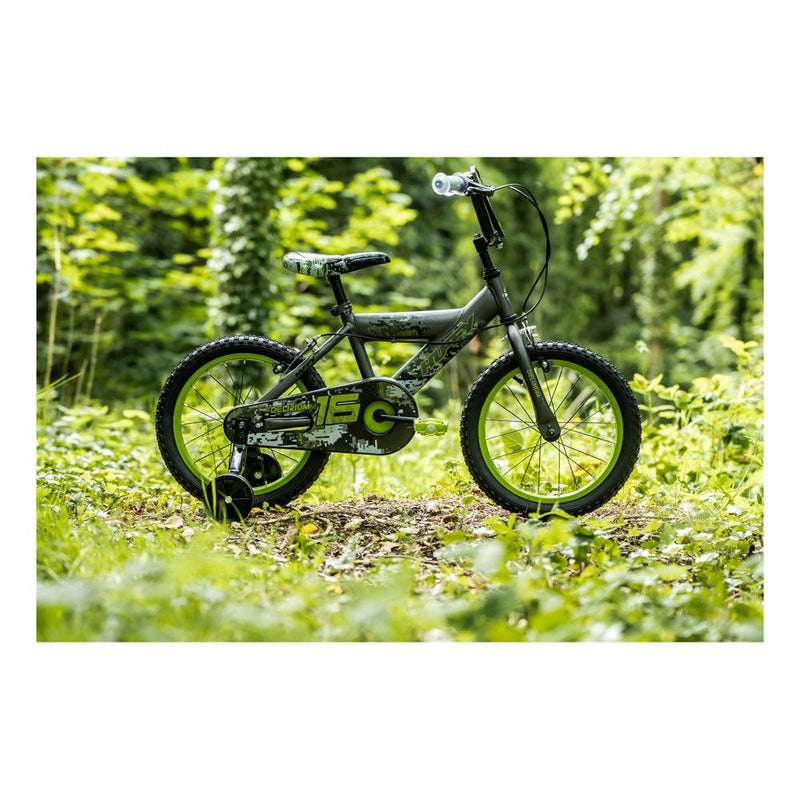 HUFFY Delirium Matte Storm 16-inch Children's Bike, Black/Green