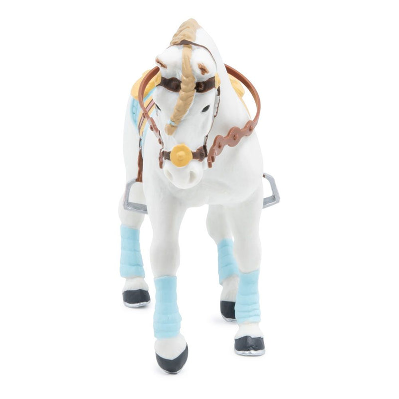 PAPO Horse and Ponies Blue Trendy Rider's Horse Toy Figure, 3 to 8 Years, White