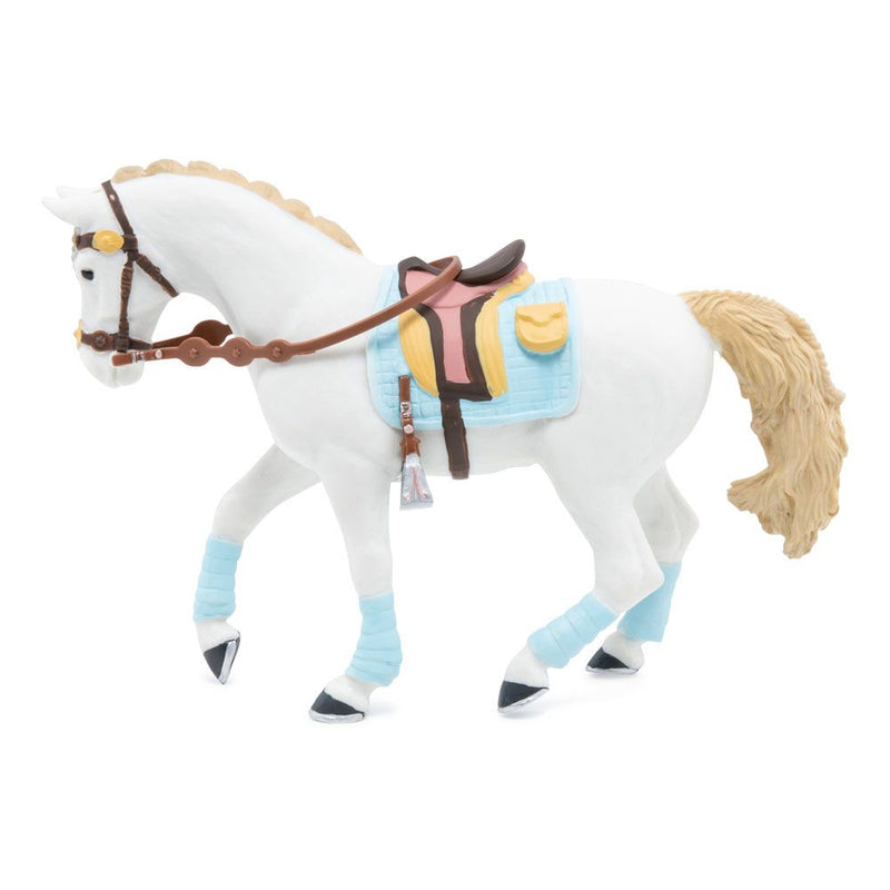 PAPO Horse and Ponies Blue Trendy Rider's Horse Toy Figure, 3 to 8 Years, White