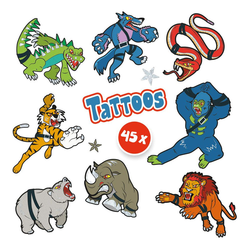 SES CREATIVE Animal Fighters Tattoos for Children, 3 Years and Above