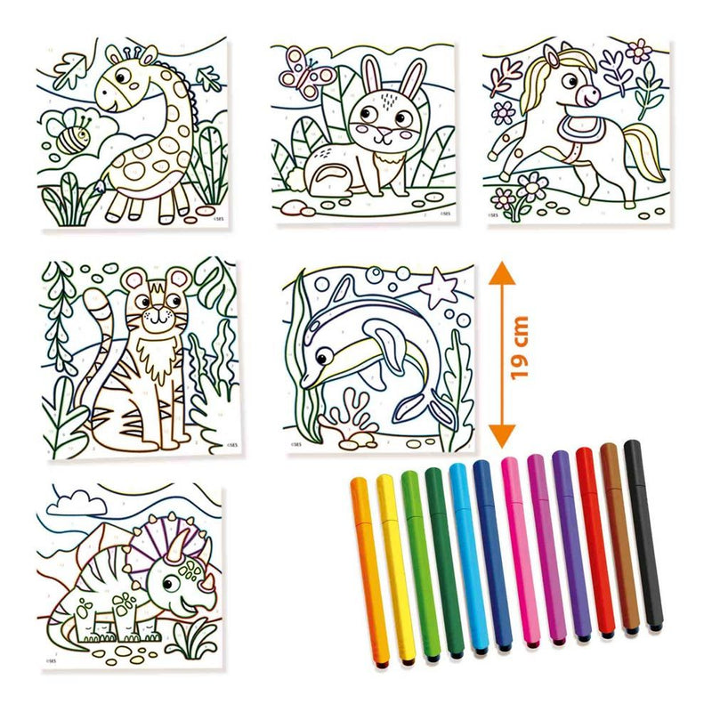 SES CREATIVE Colour By Numbers Triangular Grip Colouring Pens, 3 to 6 Years