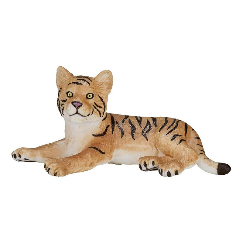 MOJO Wildlife & Woodland Tiger Cub Lying Down Toy Figure, Brown/Black