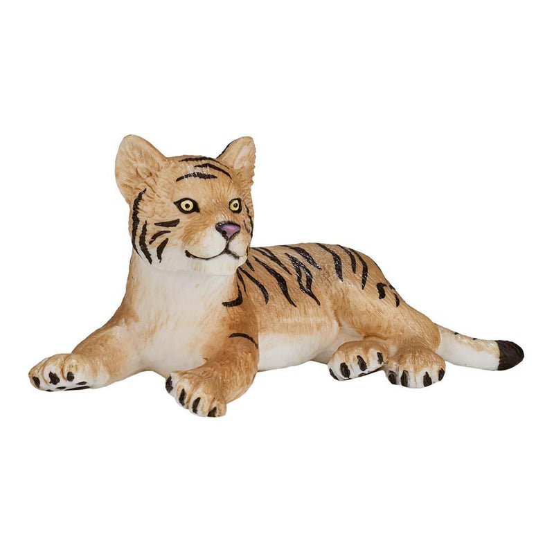MOJO Wildlife & Woodland Tiger Cub Lying Down Toy Figure, Brown/Black