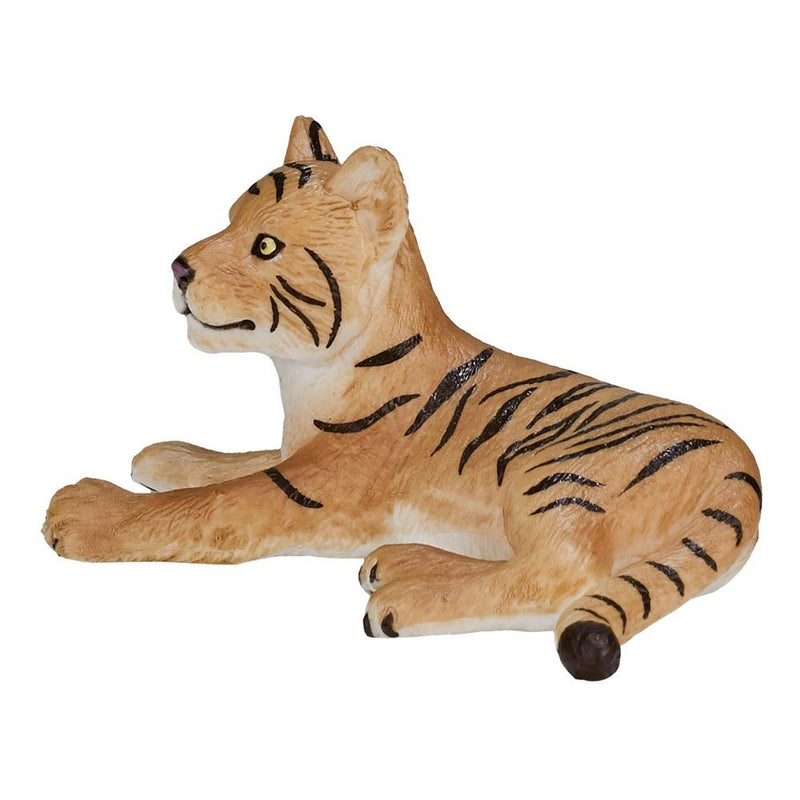MOJO Wildlife & Woodland Tiger Cub Lying Down Toy Figure, Brown/Black