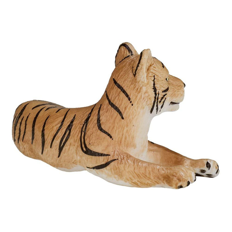 MOJO Wildlife & Woodland Tiger Cub Lying Down Toy Figure, Brown/Black