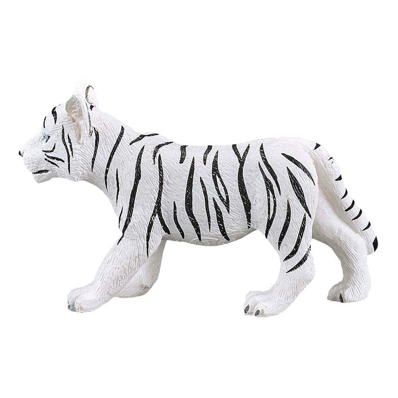 MOJO Wildlife & Woodland White Tiger Cub Standing Toy Figure, Black/White