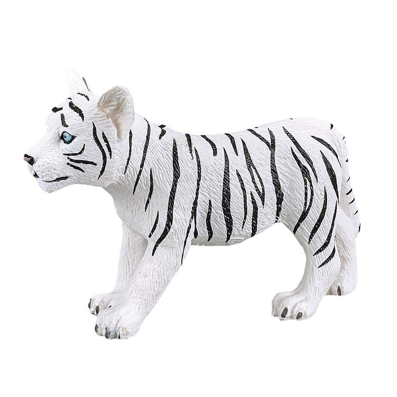 MOJO Wildlife & Woodland White Tiger Cub Standing Toy Figure, Black/White