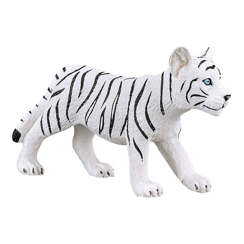 MOJO Wildlife & Woodland White Tiger Cub Standing Toy Figure, Black/White