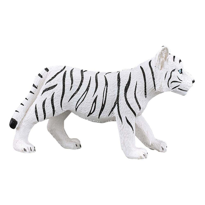 MOJO Wildlife & Woodland White Tiger Cub Standing Toy Figure, Black/White