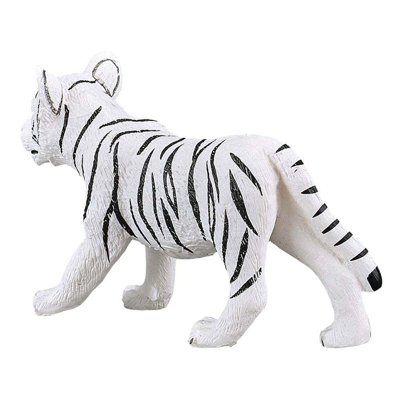 MOJO Wildlife & Woodland White Tiger Cub Standing Toy Figure, Black/White